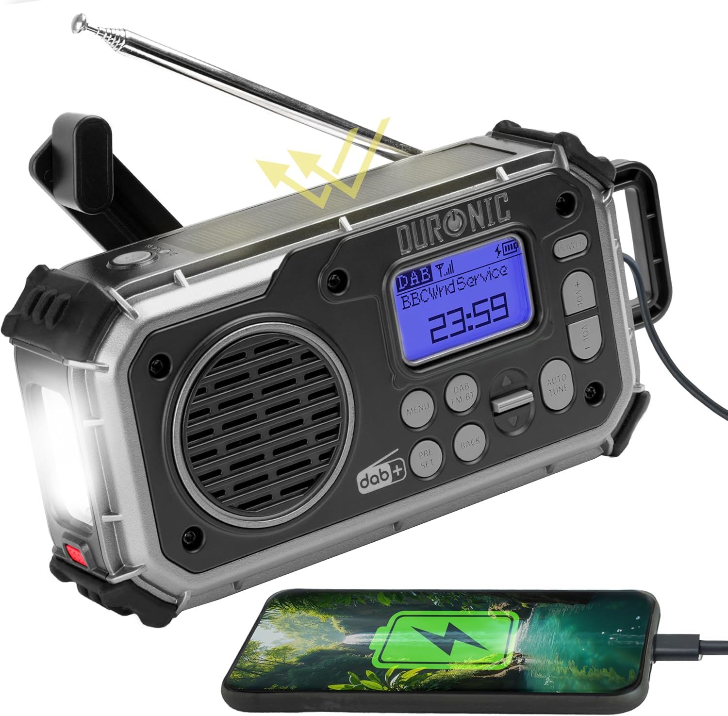 Duronic SDAB1 DAB+ portable radio for camping, hiking, outdoors, job sites, home