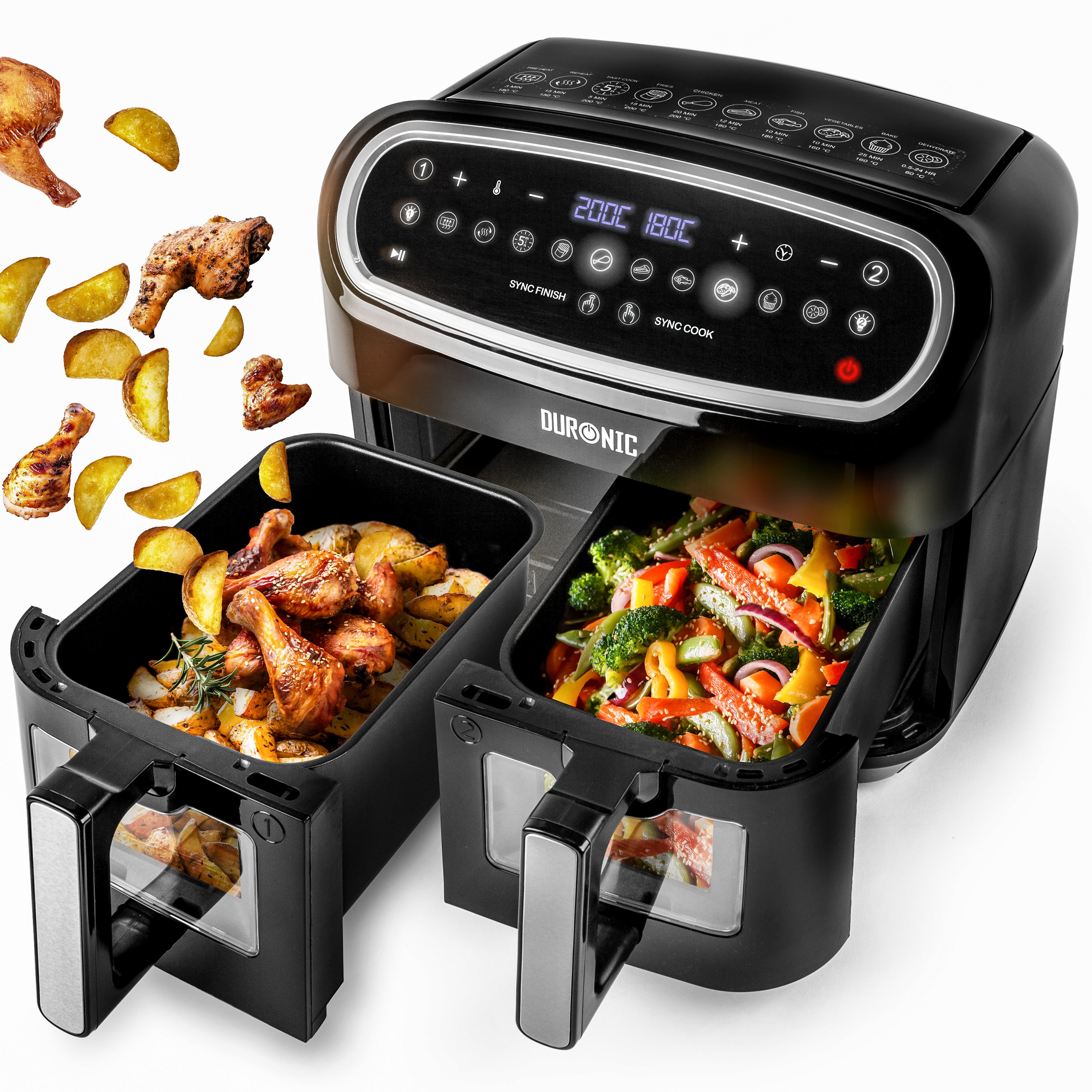 Dual Air Fryer with food