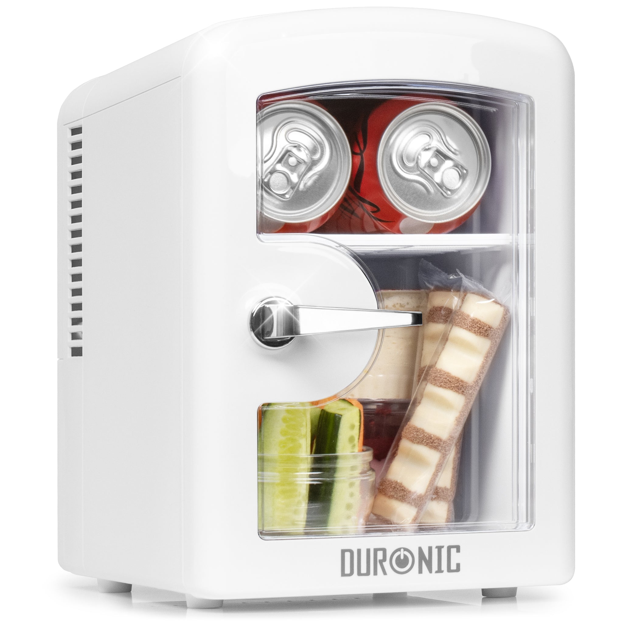 Duronic MFW4 WE Mini Fridge Warmer 4L Personal Refrigerator 6 Can Portable Drinks Cooler and Food Warmer, Skincare Fridge for Face Masks, AC/DC Small Fridges for Bedroom Home Office Car White