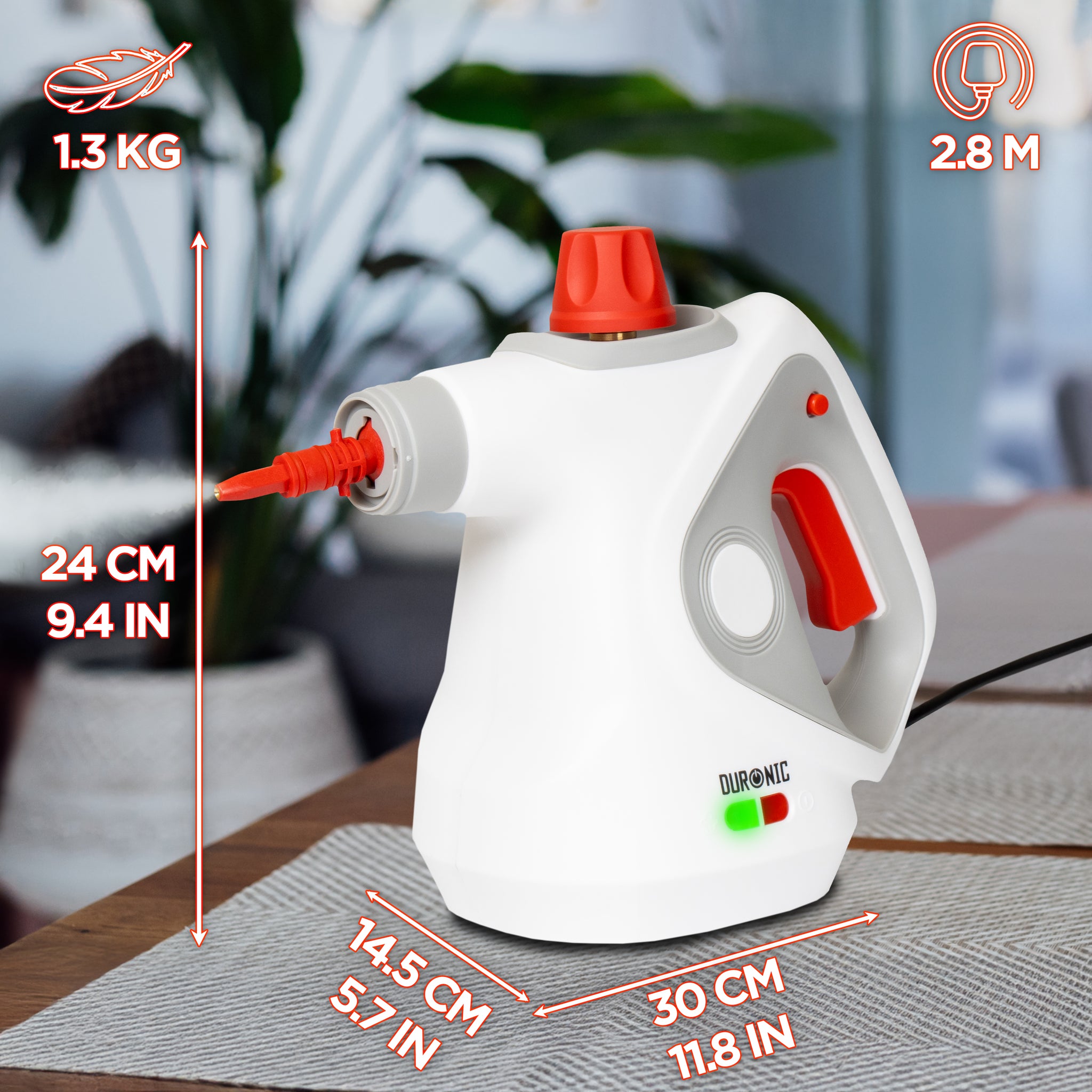 Duronic SC32 WE Handheld Steam Cleaner with 11 Accessories, 1050W High Pressure Upholstery Cleaners, Portable Steamer Stain Remover for Kitchen Oven Grill Bathroom Car Window Tile Grout Cleaner White