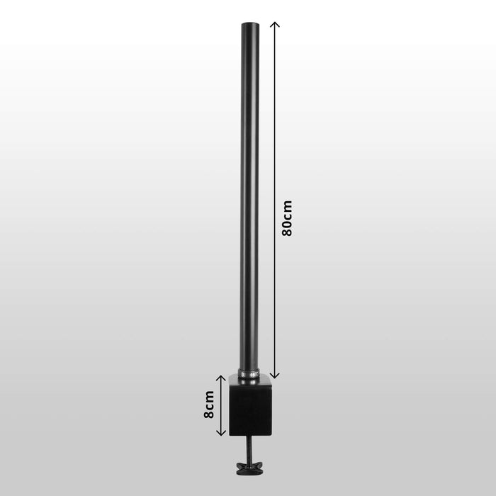 Duronic DM15 DM25 DM35 80cm Pole BLACK | Duronic Monitor Desk Mount Arm Compatible | Black | Steel | Extra Long | 800mm Length | 32mm Diameter | Clamp Included