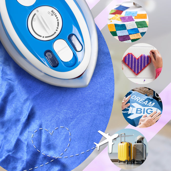 Duronic Travel Iron SI3 BE 400W Mini Irons with Dual Voltage, Variable Temperature & Auto Shut Off Portable 35ml Blue Steam Iron for Holiday Quilting Crafts Compact Design for Travelling