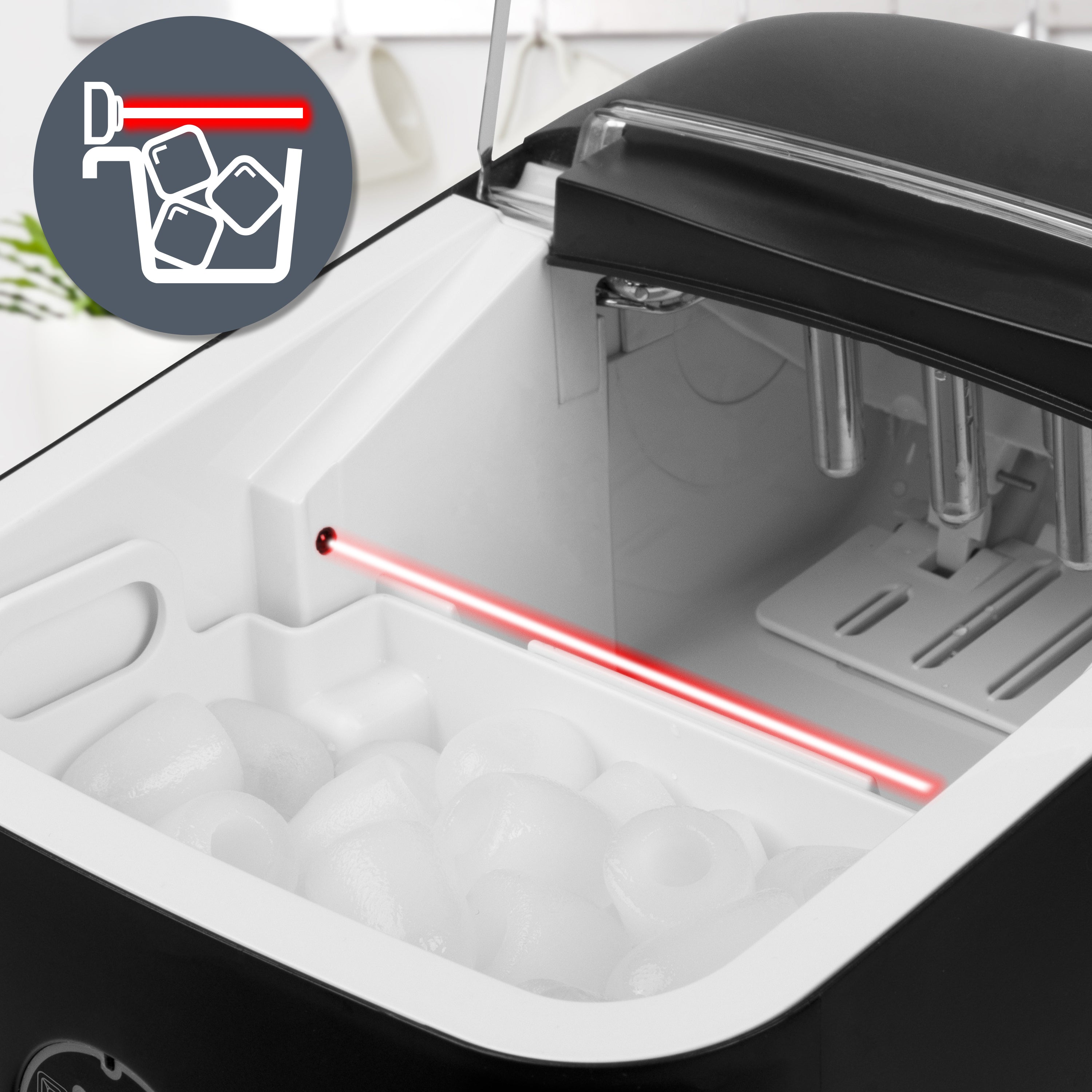 Duronic Ice Maker ICM12, Fast Clear Ice Maker Machine with 6-Min Cycle, Portable Automatic Ice Cube Maker with Ice Scoop & Basket for Home, Office, Bar, BBQ Party, RV 12KG in 24H Self-Cleaning - Black