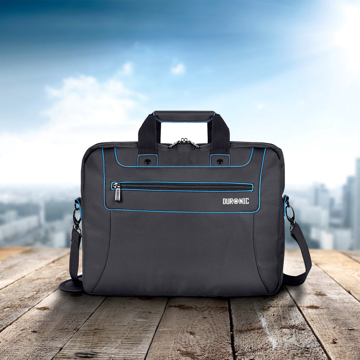 Duronic LB16 Messenger Bag Water Resistant Nylon Crossbody Shoulder Bags for Men & Women, 15.6” Laptop Sleeve, Business Travel Hand Cabin Bag, Work, School, Gym, Over the Shoulder Side Bags, Black