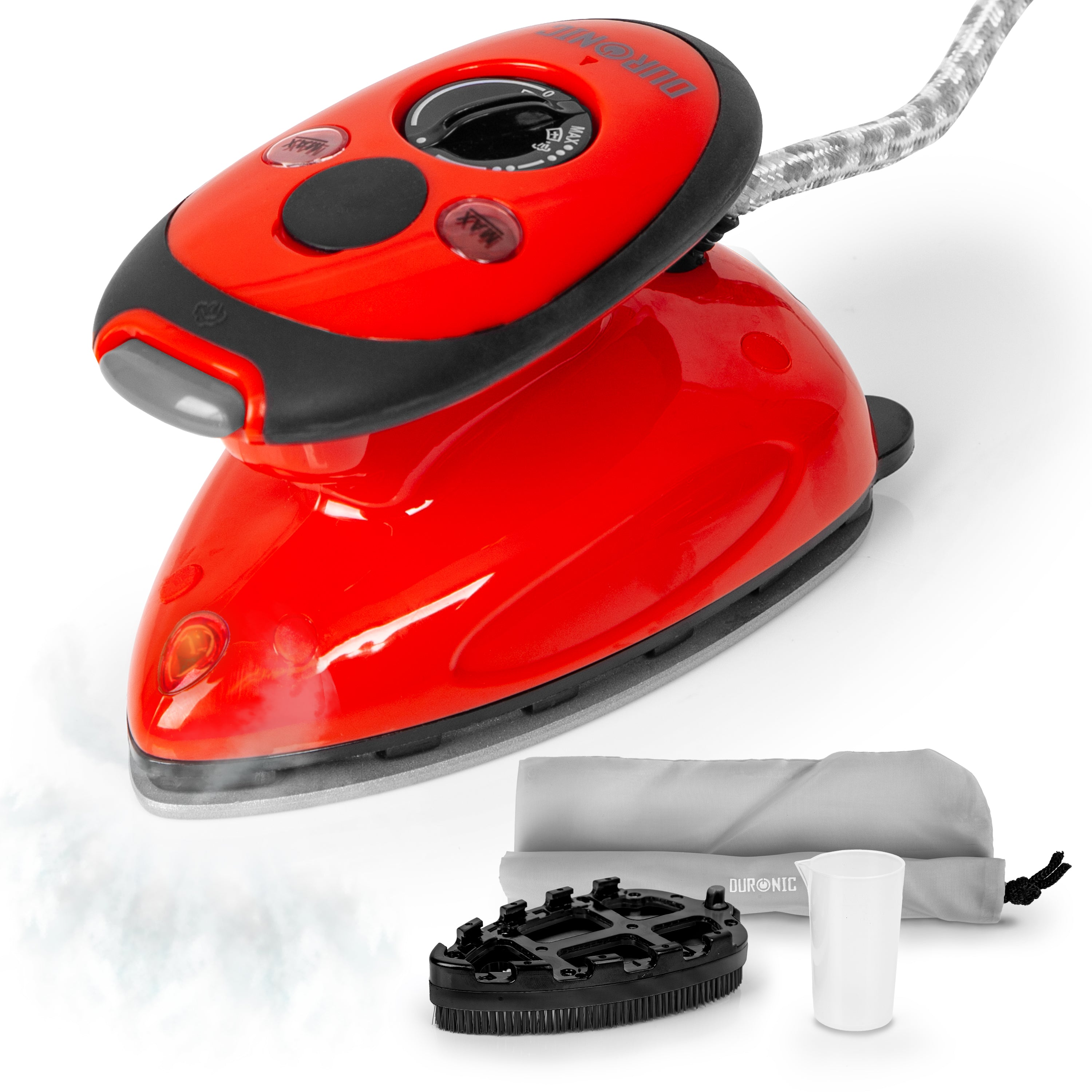 Duronic SI2 RD red travel iron with bag and attachments for clothing crafting quilting