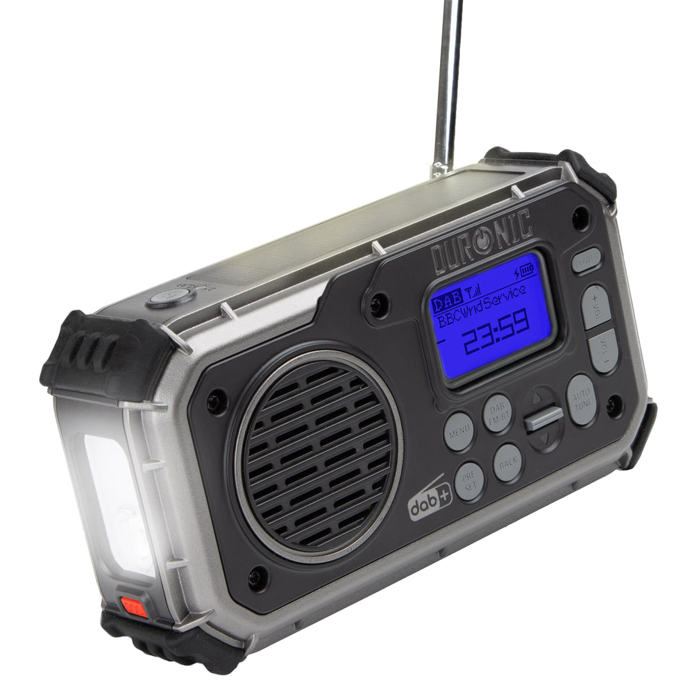 Duronic Portable DAB Radio SDAB1 Bluetooth DAB+ Radios Hand Crank Battery Radio Solar Radio 4-Way Rechargeable Emergency Flashlight Digital FM Radios with SOS Alarm for Camping Hiking Outdoor