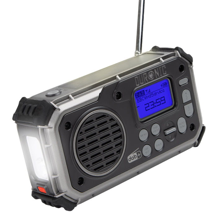Duronic Portable DAB Radio SDAB1 Bluetooth DAB+ Radios Hand Crank Battery Radio Solar Radio 4-Way Rechargeable Emergency Flashlight Digital FM Radios with SOS Alarm for Camping Hiking Outdoor