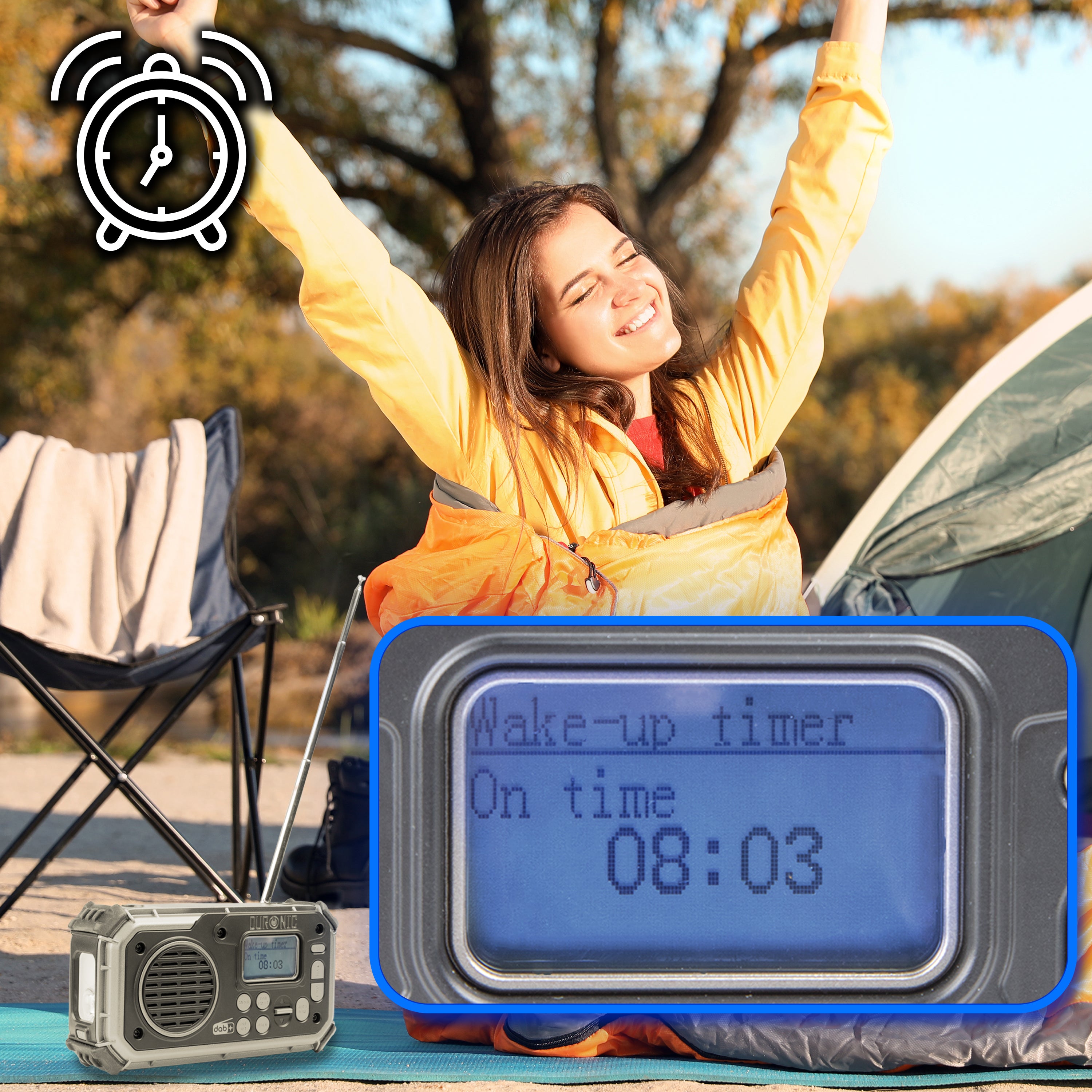 Duronic Portable DAB Radio SDAB1 Bluetooth DAB+ Radios Hand Crank Battery Radio Solar Radio 4-Way Rechargeable Emergency Flashlight Digital FM Radios with SOS Alarm for Camping Hiking Outdoor