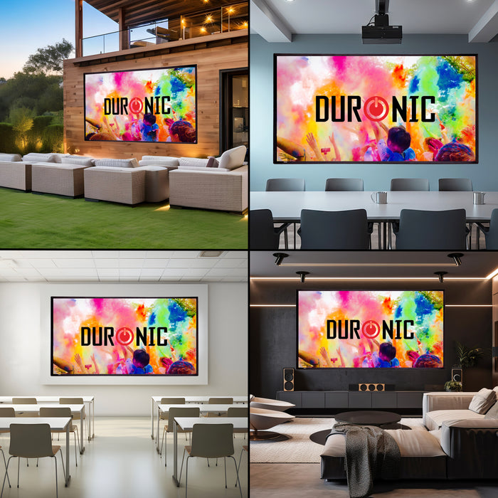 Duronic SFPS80 Projector Screens 80” Projection Screen with 16:9 Ratio Wall Mountable Projector Screen Portable 4K HD Movie Screens Tripod Screen for Home Cinema Business Presentations