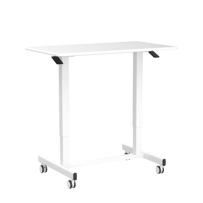 Duronic Sit-Stand Desk TM03T | White Ergonomic Desk | Multi-Use Home Office Table on Wheels | For both Adults & Children | 88x50cm Platform | Portable | Adjustable Height 73-107cm | 15kg Capacity…