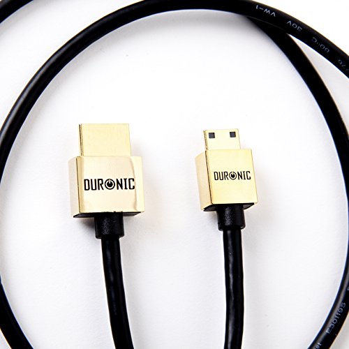 Duronic HDMI Cable [ HDAC /1] | 1 Metre | BLACK | 2.0 2160p 4K Ultra-High-Speed HDMI to Mini HDMI Lead | 24K Gold Plated Male Connectors | For DSLR Digital Camera Camcorder MP4 Player Tablet
