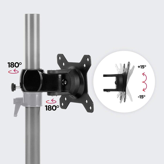 Duronic Monitor Arm Stand VESA Head DM35, Universal Mounting Head to Use with Any Duronic Desk Mount Pole Bracket, Rotates and Tilts, Fits VESA 75/100