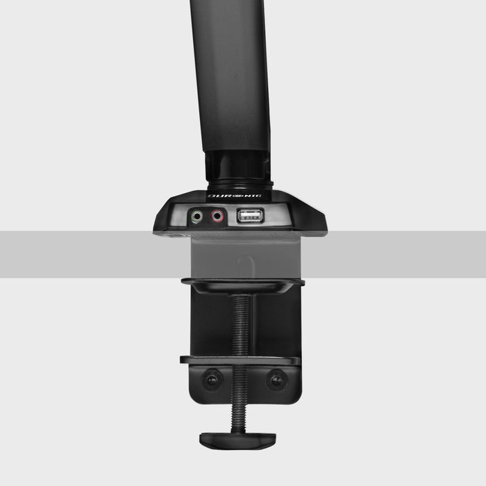 Duronic Monitor Arm Stand DMUSB5X1 | Single PC Desk Mount | Headphone, USB, Microphone Extension Sockets | 13-27” LED LCD Screen | VESA 75/100 | Full Motion (Tilt -90°/+85°, Swivel 180°, Rotate 360°)