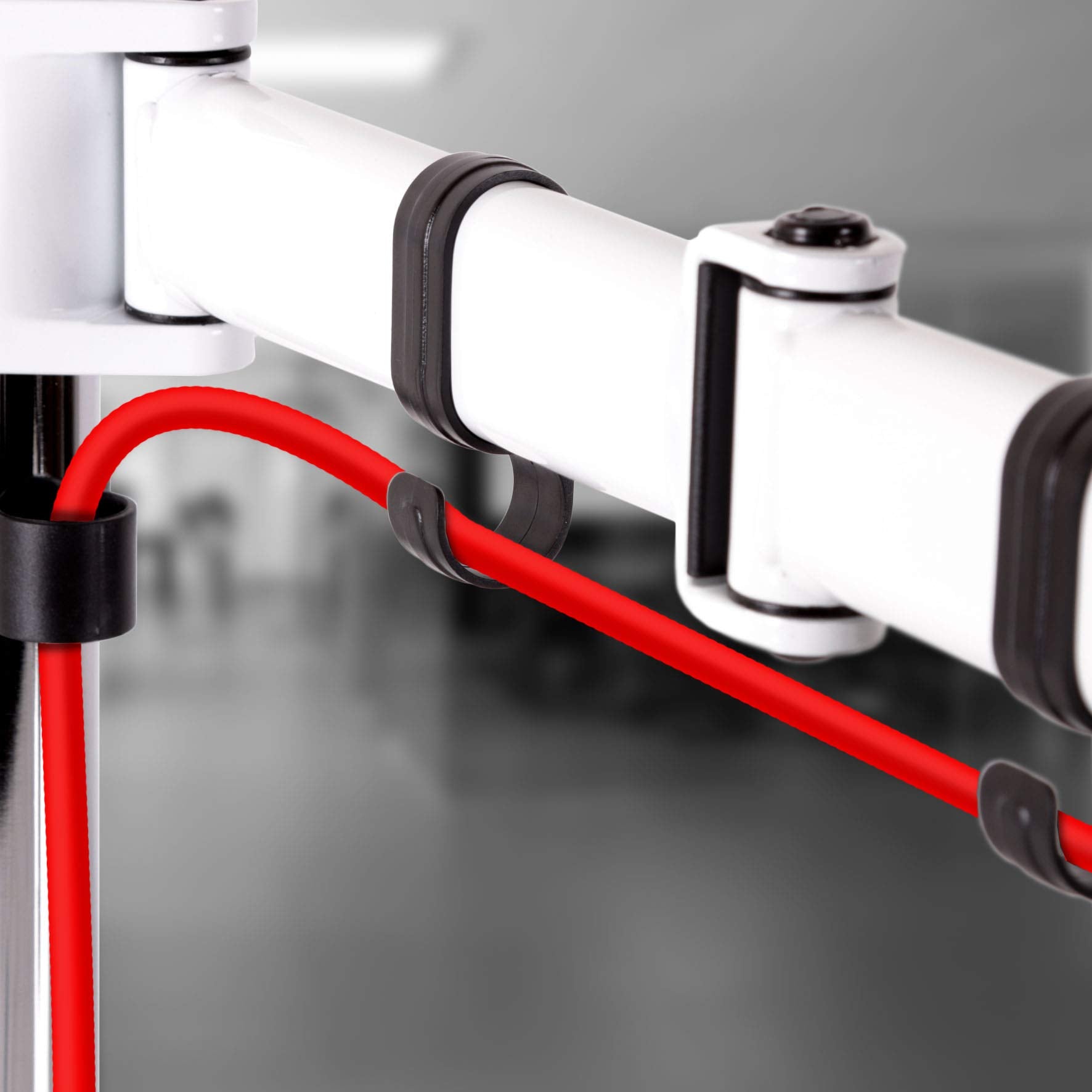 Duronic Dual Monitor Stand DM252 WE PC Desk Monitor Arm Height Adjustable Twin Riser Mount for 13-27” Office Computer Screens 8kg VESA 75 100 Compatible for Dell Phillips HP Samsung