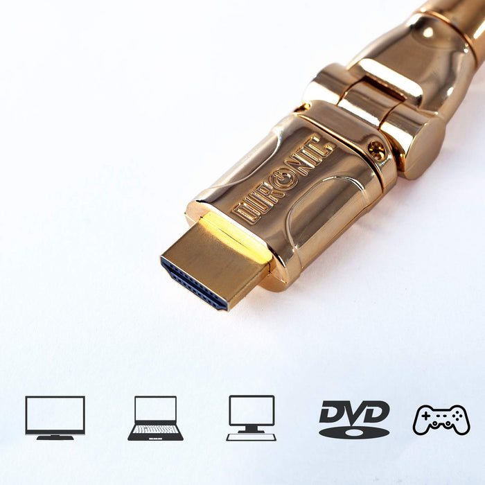 Duronic HDMI Cable HDC01 /3, 3 Metre, WHITE, 1080p High Speed HDMI 1.4 & Ethernet Lead, 24K Gold Plated Swivel Connectors, Good for PS4, PS3, Xbox, Nintendo, Sky+ HD, Virgin, TV, DVD, BluRay