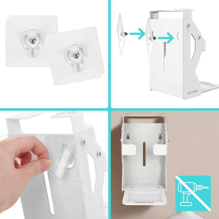 Duronic Hand Gel Wall-Mounted Dispenser STW-S1L | Wall Bracket for Sanitiser with Drip Tray | Holds Duronic S1000ML 1 Litre Pump Bottle | Secure Locking Feature to Prevent Theft | Easy Installation