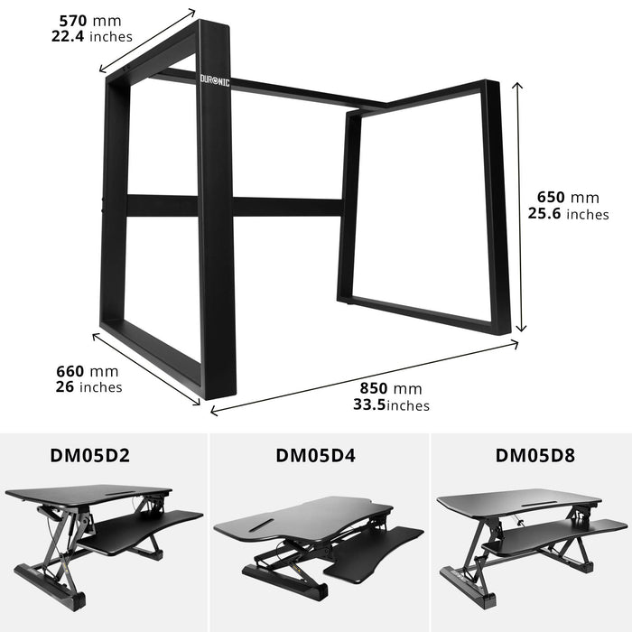 Duronic Sit-Stand Desk Frame DM05ST1.1 | Support Legs for PC Workstation | Computer Monitor and Keyboard Riser Platform | Adjustable | Compatible DM05D2, DM05D4, DM05D8 Desktop Converters