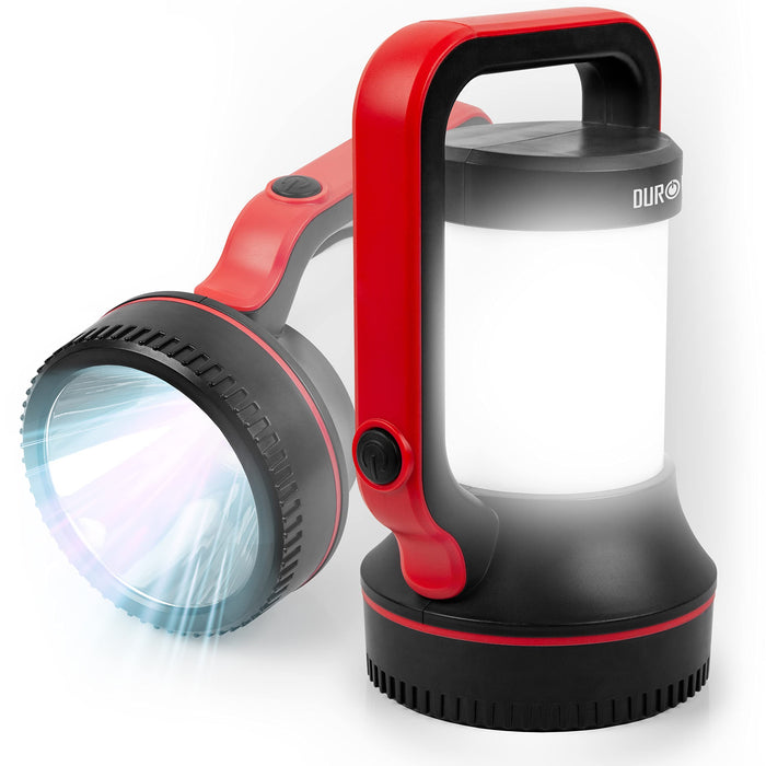 Duronic Camping Lantern LED Torch RL74, Hiking SOS Electric Flashing Rechargeable Flashlight, USB Charging, Emergency Light, Handheld or Freestanding Red & Black
