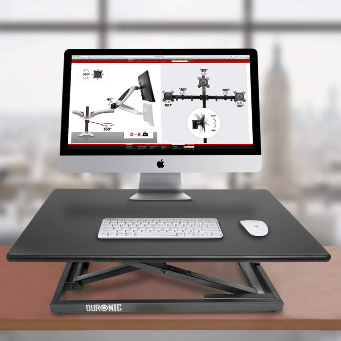 Duronic Sit-Stand Desk DM05D10 | Height Adjustable Office Workstation | 80x51cm Platform | Raises from 5.5-42cm | Riser for PC Computer Screen, Keyboard, Laptop | Ergonomic Desktop Table Converter…