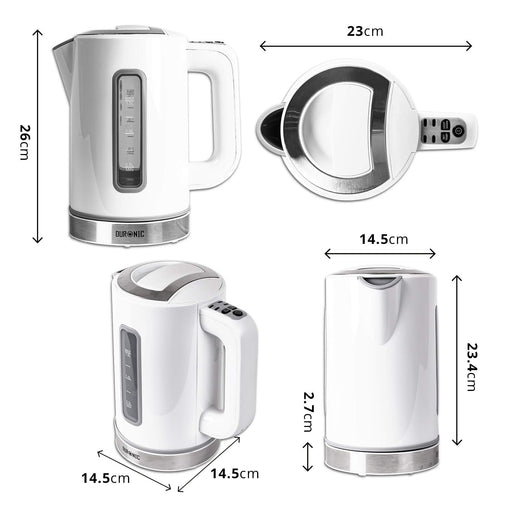 Duronic Electric Kettle EK30 WE | White 1.5L Fast Boil Kettle | Eco 3000W Variable Temperature Control | Keep Warm Function | Energy Efficient | Insulated Cool Touch | Cordless 360 Base | Multi-Use…