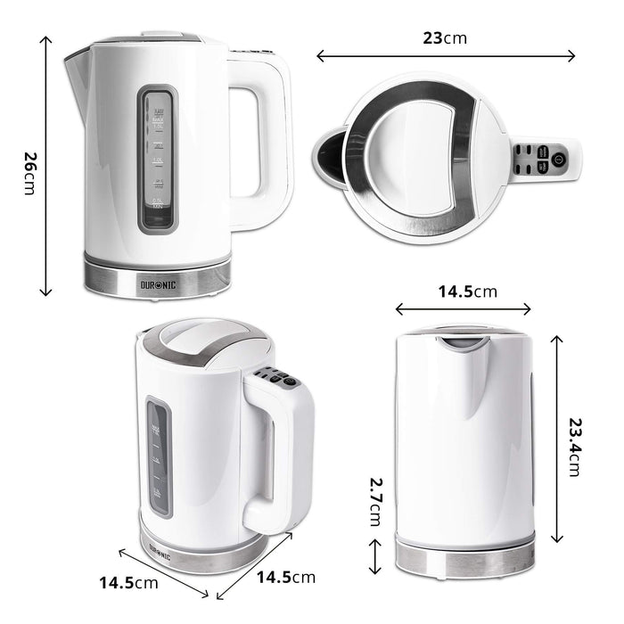 Duronic Electric Kettle EK30 WE Kettles with Temperature Control Hot Water Boiler Electrical Heating Electronic Digital Kitchen Fast Boil Kettle for Boiling Water Tea Coffee Hot Chocolate Soup - White
