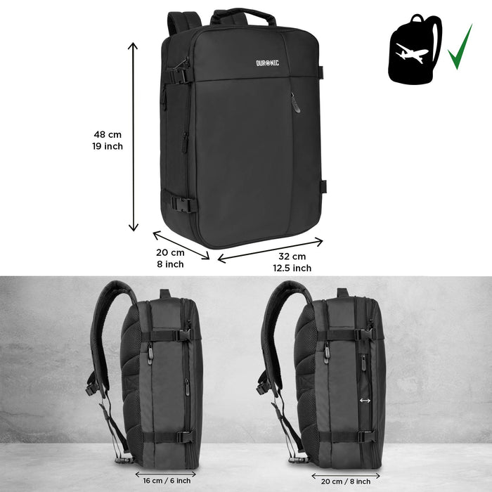 Duronic Laptop Backpack LB26 Cabin Bag Max Cabin Size Case Water Resistant Rucksack Internal Padded Laptop MacBook Sleeve Business Work Rucksack Bag