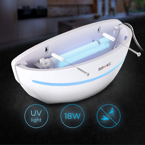 Duronic Electric Fly Catcher Sconce FKWS18 UV Lamp Electronic Fruit Fly Killer Bug Catcher, Wall Mount Sticky Trap for Flies Gnats Mosquito Flying Insects
