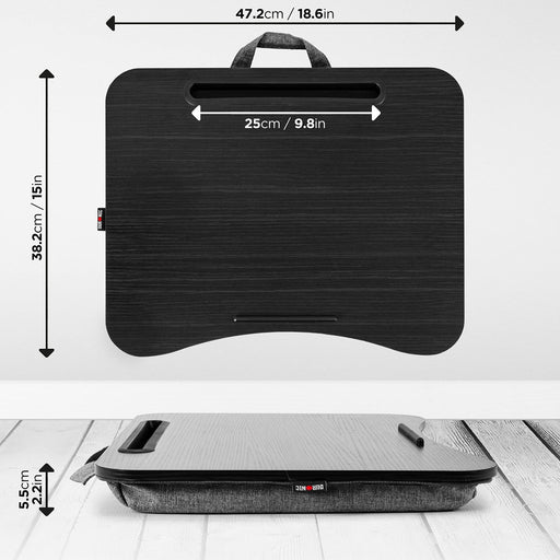 Duronic Laptop Tray with Cushion DML432 Ergonomic Lap Desk Cushioned Lap Trays with Handles Portable Laptop Desk Riser Stand for Home Office Work Bed Gaming