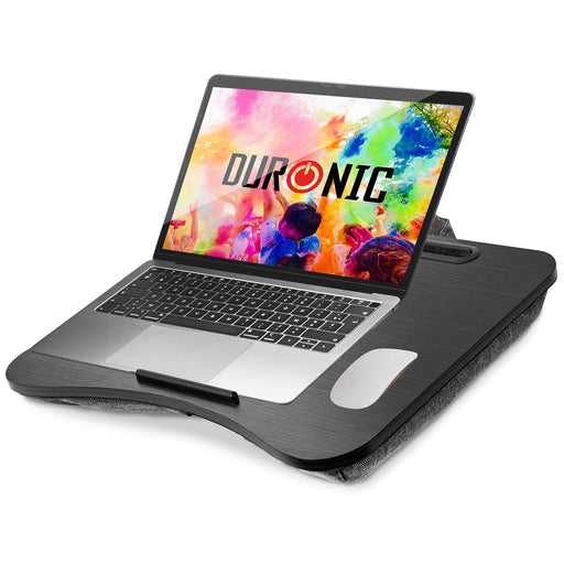Duronic Laptop Tray with Cushion DML432 Ergonomic Lap Desk Cushioned Lap Trays with Handles Portable Laptop Desk Riser Stand for Home Office Work Bed Gaming