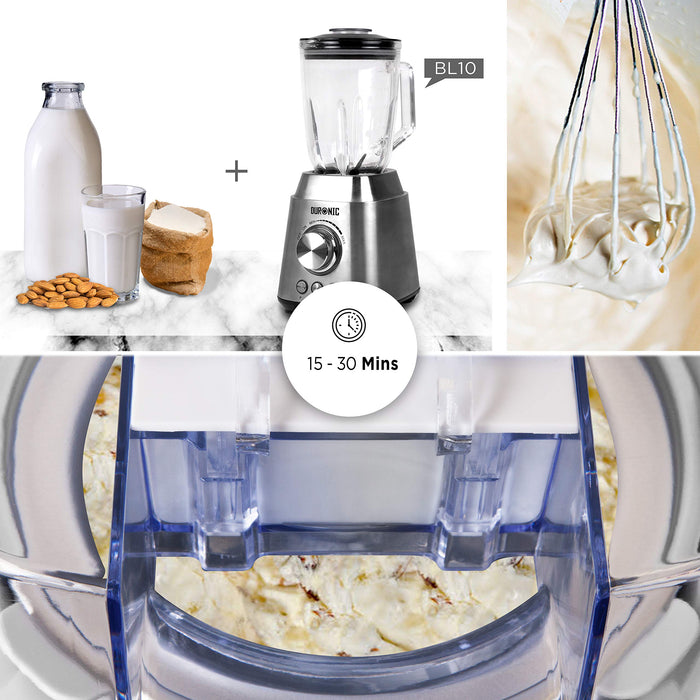 Duronic Ice Cream Maker IM540 Machine, Gelato, Sorbet, Frozen Yoghurt, Soft-Serve Dessert, 1.5L Bowl to Freeze for 8 Hours, Electric Churning, Compact Portable Design, Make Homemade Delicious Creamy Ice Cream in 30 Minutes with your Kids!