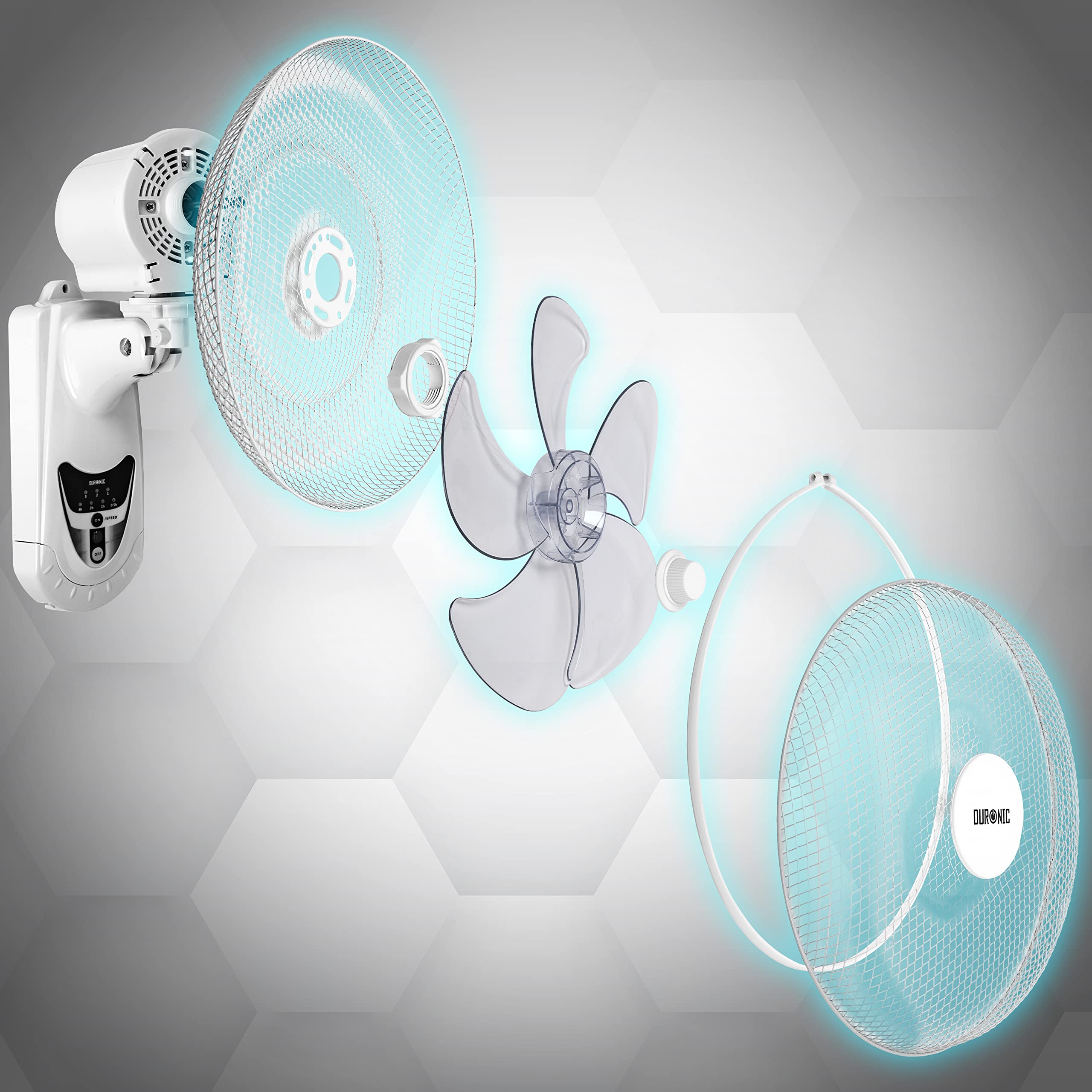 Duronic Wall Mounted Fan FN55 BK 16” Wall Fan with Remote Control Electric Cooling Fan with 3 Speeds & Timer Indoor Fans with 5 Blades for Cooler Air Home Offices