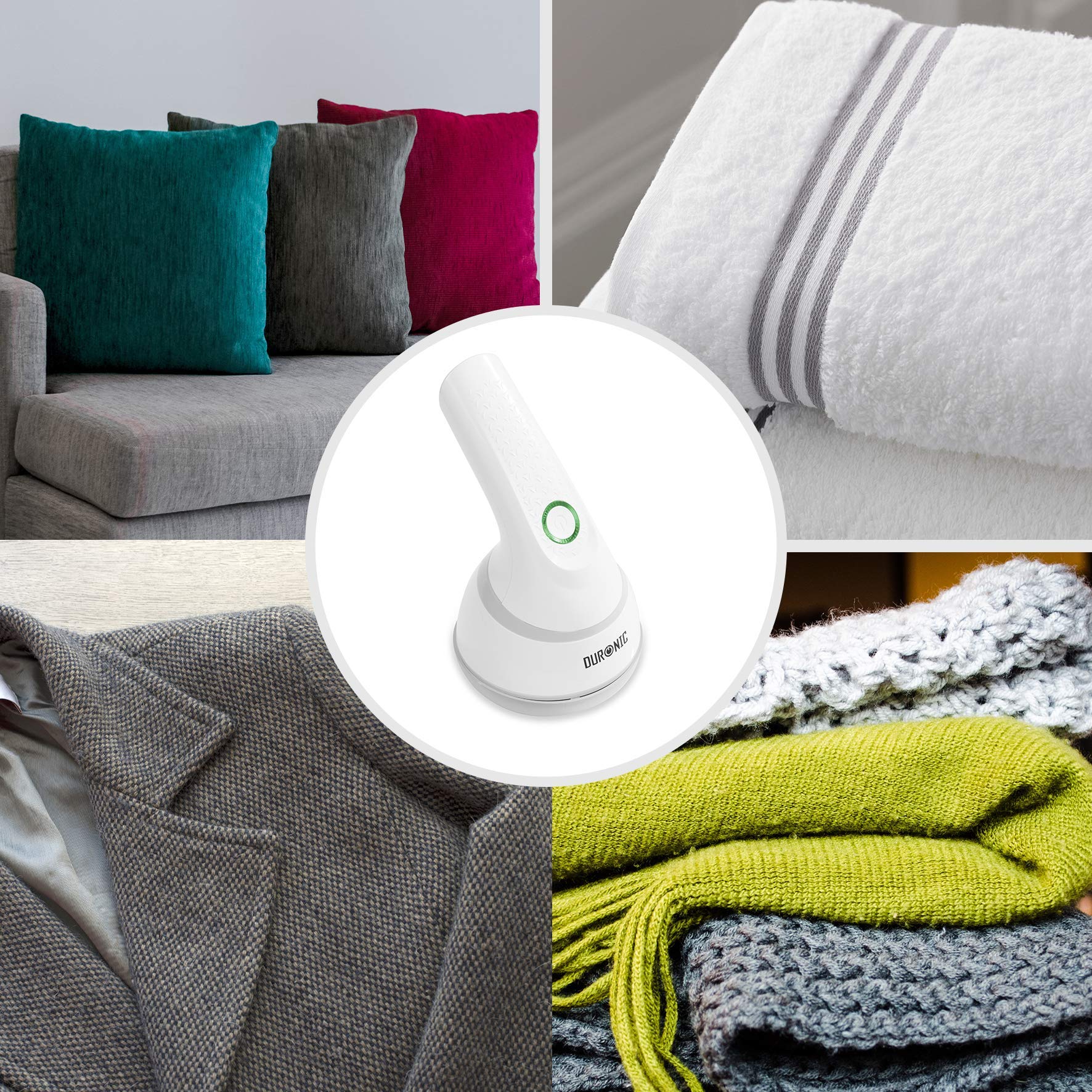 Duronic Fabric Shaver FS16USB Portable Lint Remover 3W Debobbler Rechargeable Clothes Shaver Fuzz & Fabric Pill Bobble Remover Machine with Rotating Handle USB Charging for Sweaters Clothes Upholstery