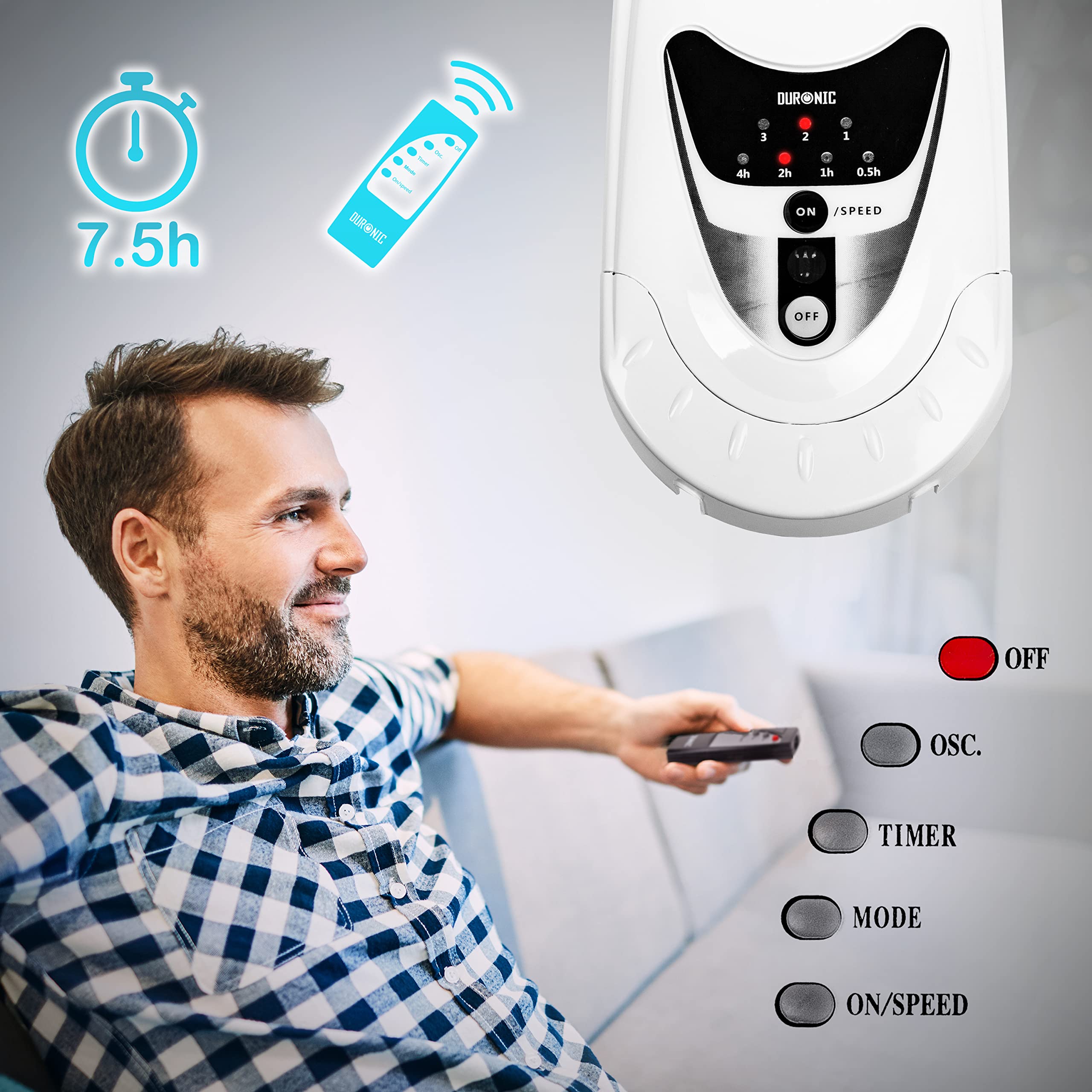 Duronic Wall Mounted Fan FN55 BK 16” Wall Fan with Remote Control Electric Cooling Fan with 3 Speeds & Timer Indoor Fans with 5 Blades for Cooler Air Home Offices