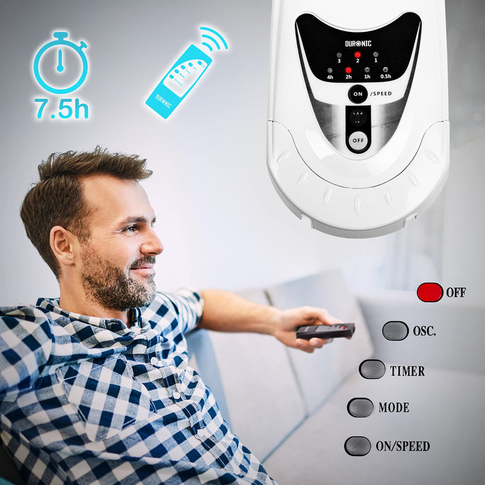 Duronic Wall Mounted Fan FN55 BK 16โ Wall Fan with Remote Control Electric Cooling Fan with 3 Speeds & Timer Indoor Fans with 5 Blades for Cooler Air Home Offices