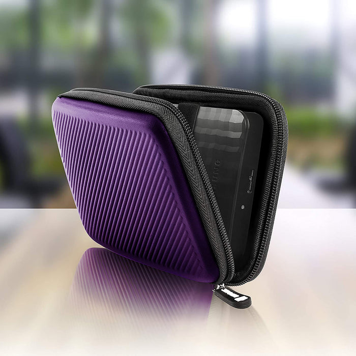 Duronic Portable Hard Drive Case HDC2 /VT Violet EVA Travel Case for Charger Adapter Power Bank SSD Storage Pouch for Seagate, WD, UnionSine, Toshiba, Sandisk, Samsung Drives 500GB to 5TB