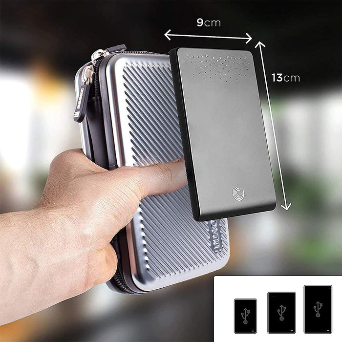 Duronic Hard Drive Case HDC3 /SR, Silver EVA Travel Case for Charger Adapter Power Bank SSD Storage Pouch for Seagate, WD, UnionSine, Toshiba, Sandisk, Samsung Drives 500GB to 5TB
