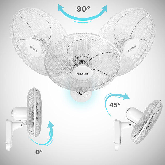 Duronic Wall Mounted Fan FN55 BK 16โ Wall Fan with Remote Control Electric Cooling Fan with 3 Speeds & Timer Indoor Fans with 5 Blades for Cooler Air Home Offices