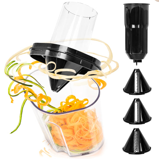 Duronic Vegetable Spiraliser HBS35 - 3 Blade Sizes For HB35 Hand Blender, 1.4L Capacity, Lightweight Compact Ideal for Veggie Pasta, Zucchini, and Carrot Spaghetti