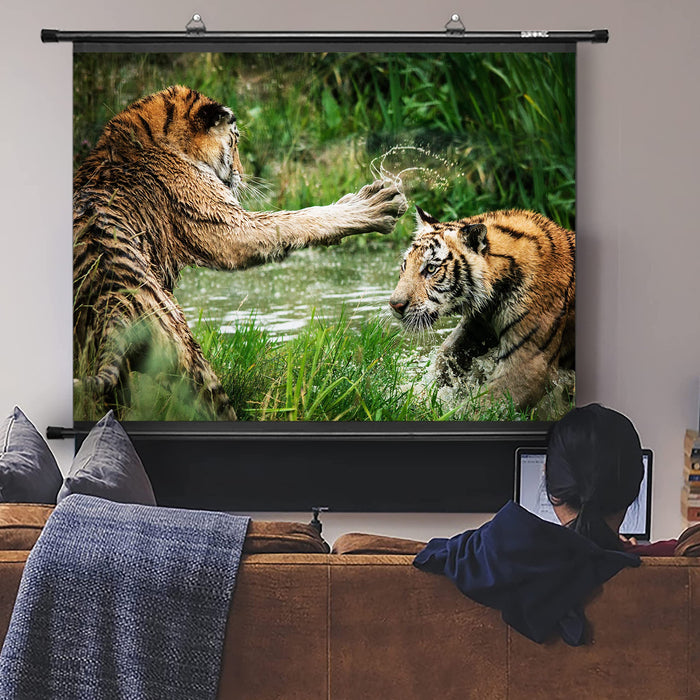 Duronic Projector Screen BPS90/43 90’’ Bar Projection Screen Size 183 x 137cm 4:3 Ratio Matt White +1 Gain | HD High Definition Wall or Ceiling Mountable | Home Cinema School Office