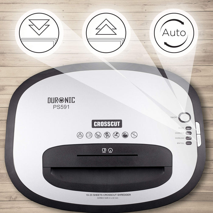 Duronic 20 Sheet XXL Cross Cut Paper Shredder PS591 Extra Large Electric Paper Shredders for Home Office Heavy Duty Shredder with 33L Pull Out Bin Shred CD Card Mail Staple & Clips