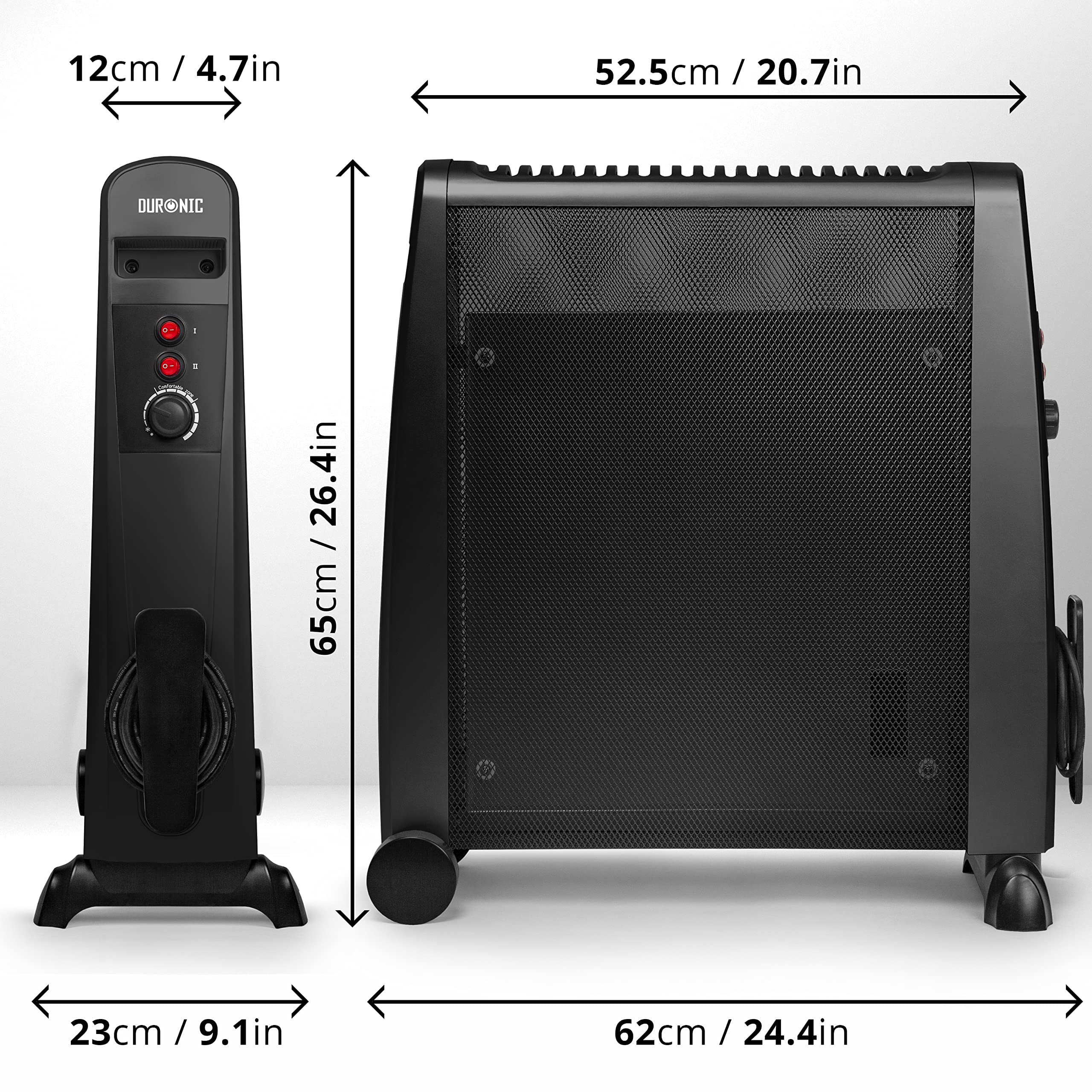 Duronic Electric Heaters HV101 Oil Free Convection Heater 2500W Micathermic Panel Heater Portable Mica Heater Electrical Heaters for Heating Up Homes, Bedrooms, Offices & Garage Spaces