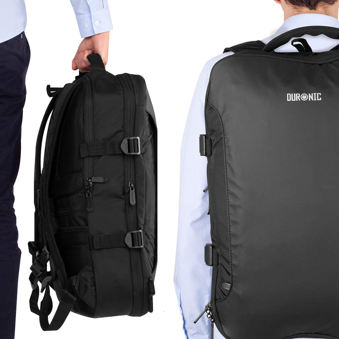 Duronic Travel Laptop Backpack, Cabin Bag, Lightweight Laptop Bag 15.6” School Rucksack, Backpack for Computer, business, school, Children, Ladies, Gym, Water Resistant, Gift for Women for men LB325