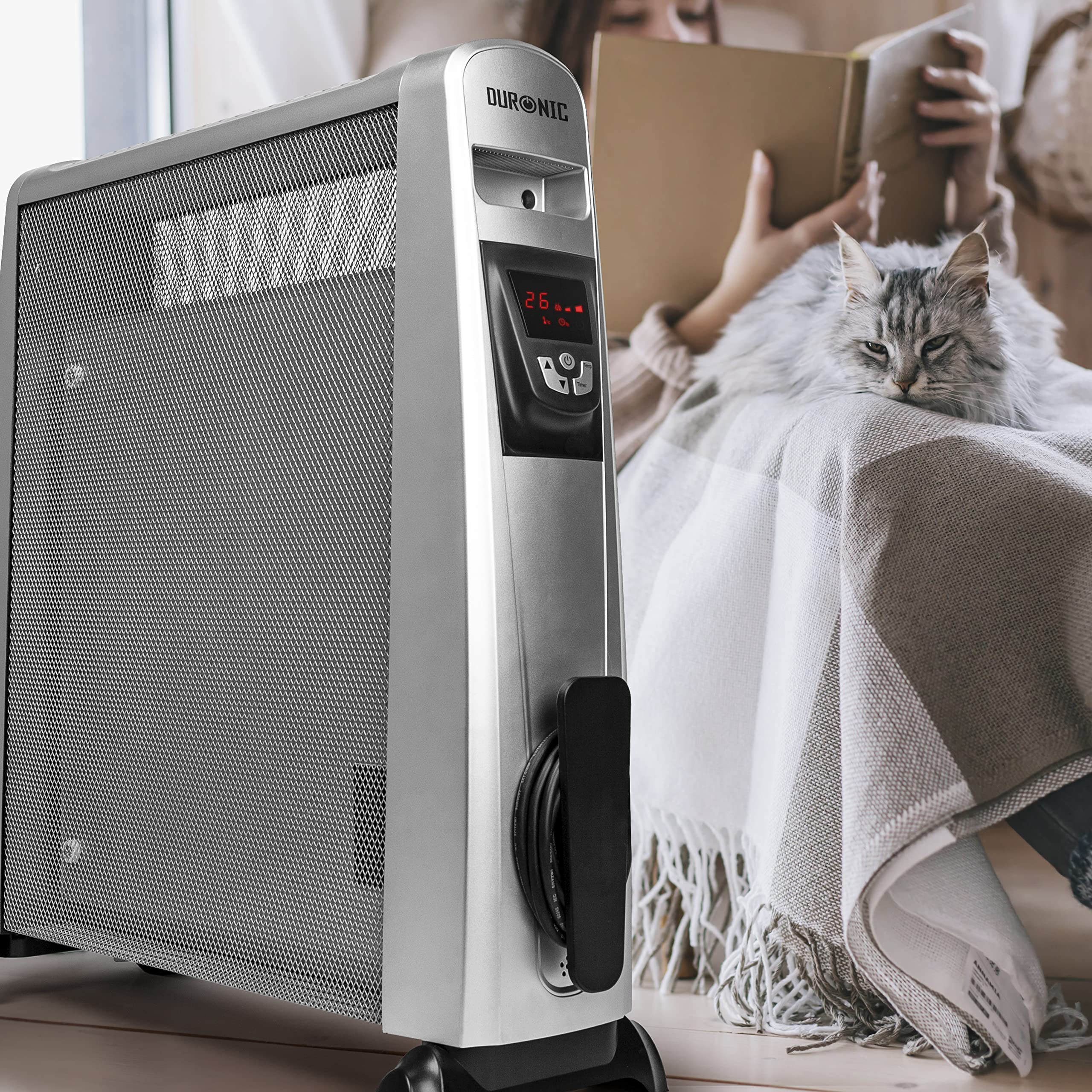 Duronic Electric Heater HV102 SR Oil Free Convection Heaters, Micathermic Panel Heaters with Remote, Portable Mica Panel Heater for Heating up Homes, Bedrooms, Offices & Garage Spaces