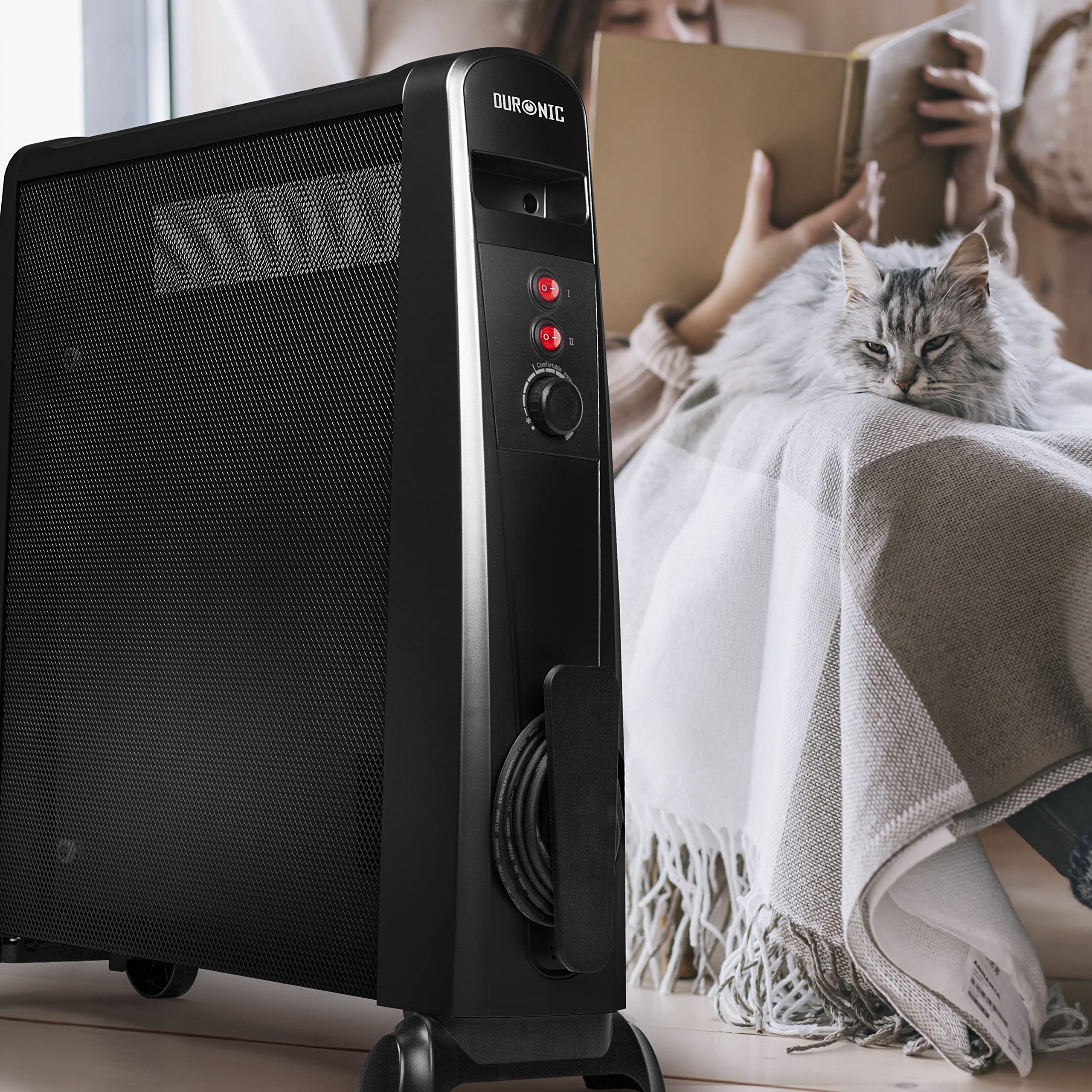 Duronic Electric Heaters HV101 Oil Free Convection Heater 2500W Micathermic Panel Heater Portable Mica Heater Electrical Heaters for Heating Up Homes, Bedrooms, Offices & Garage Spaces