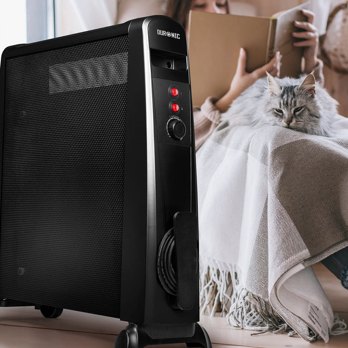 Duronic Electric Heaters HV101 Oil Free Convection Heater 2500W Micathermic Panel Heater Portable Mica Heater Electrical Heaters for Heating Up Homes, Bedrooms, Offices & Garage Spaces