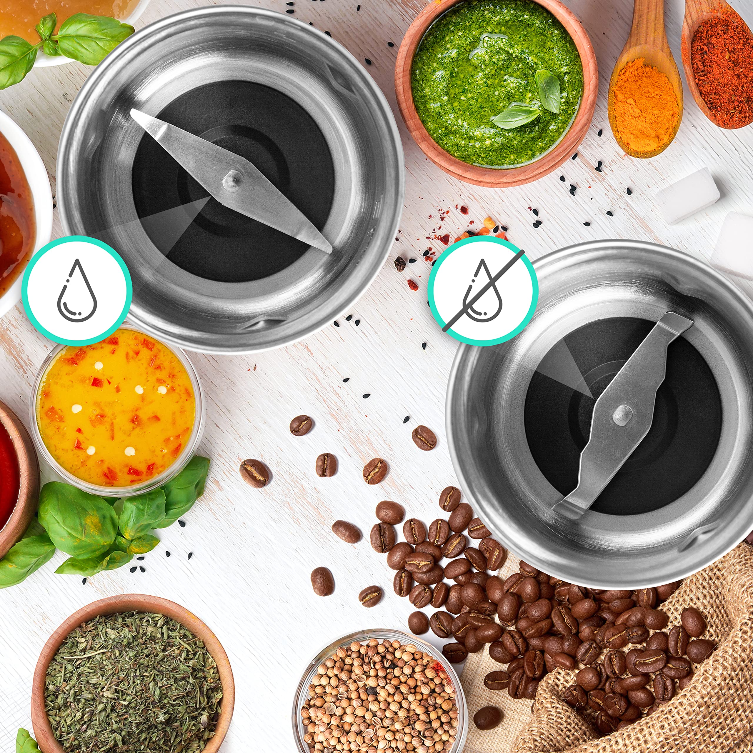 Duronic CG421 coffee grinder wet and dry spice grinding 2 in 1 for herbs spices beans nuts sauces pastes