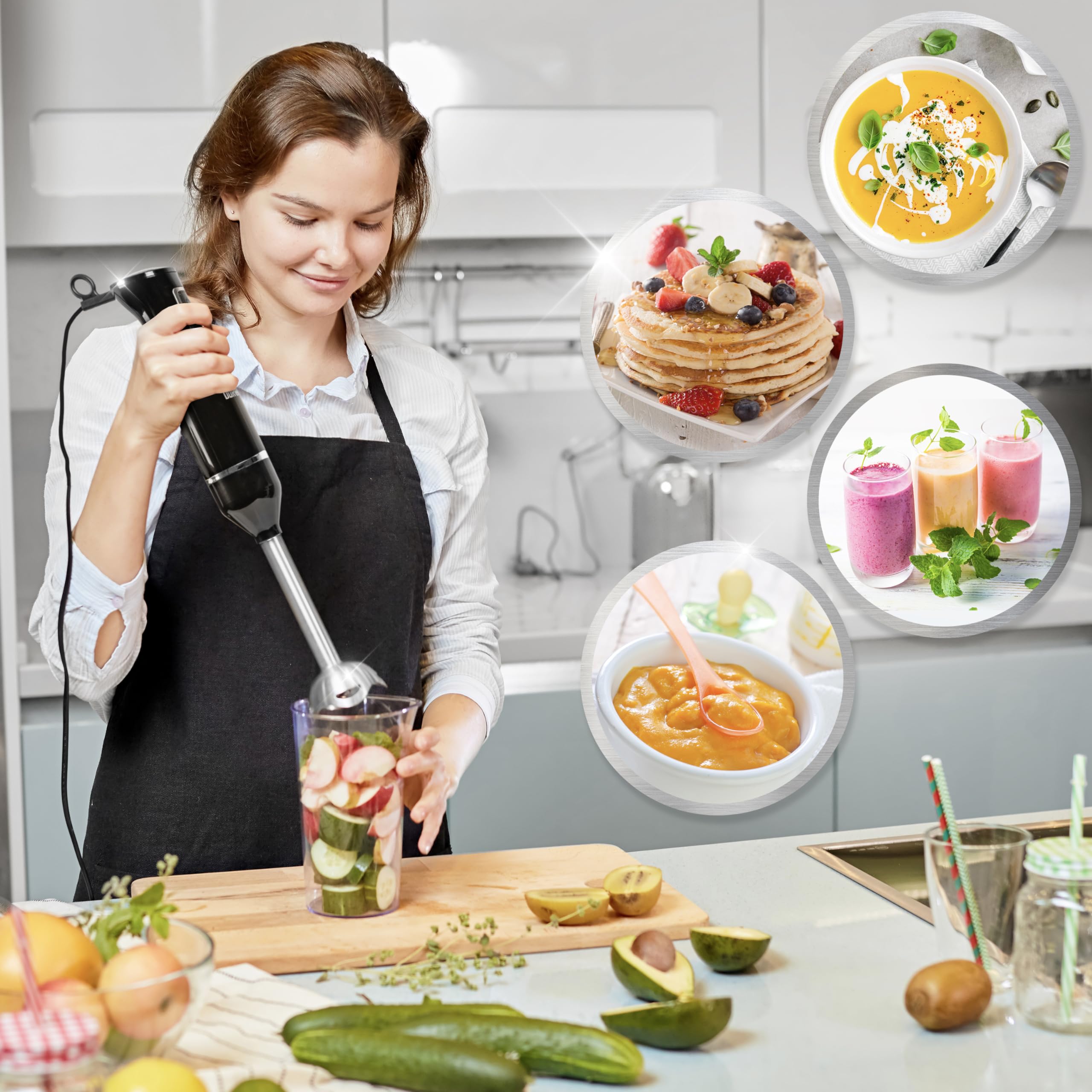 Duronic Electric Hand Blenders used by a woman in cooking