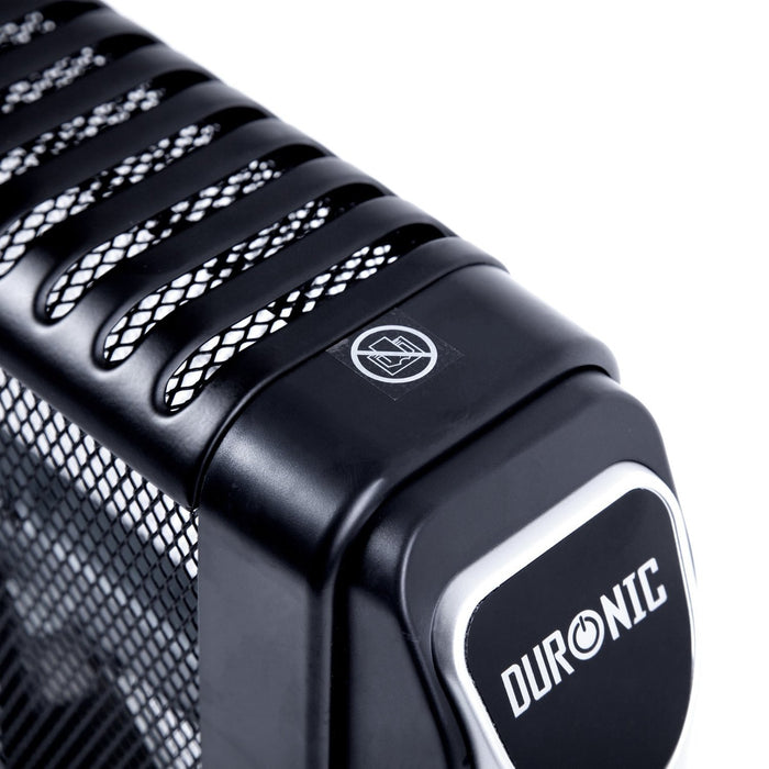 Duronic HV220 electric heater warning to not cover heater with clothing in case of fires