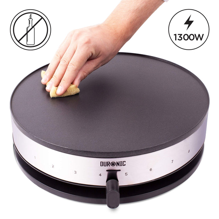 Duronic PM131 electric pancake machine showing how easy it is to clean