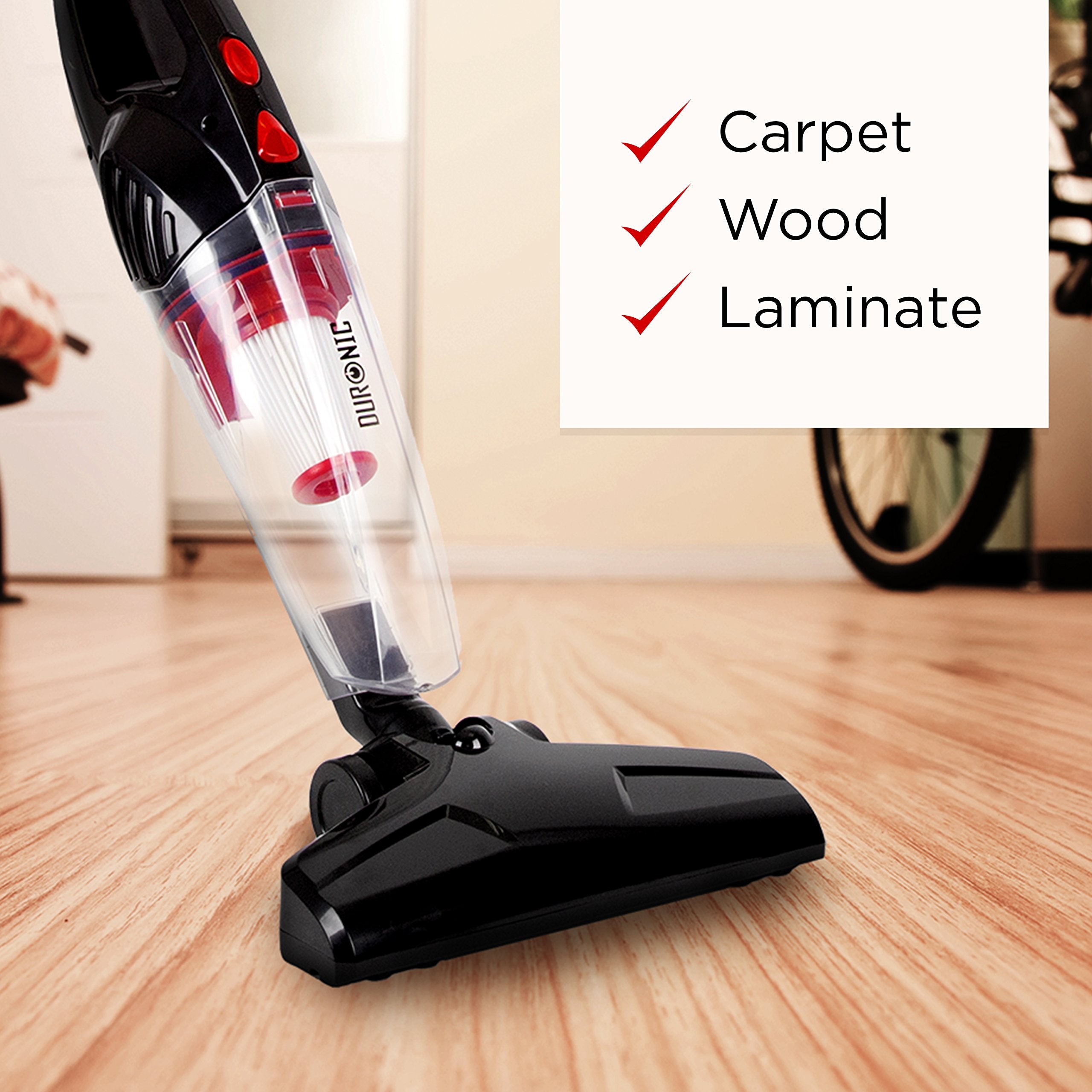 Duronic VC8 BK handheld vacuum cleaner for multiple surfaces carpet wood laminate